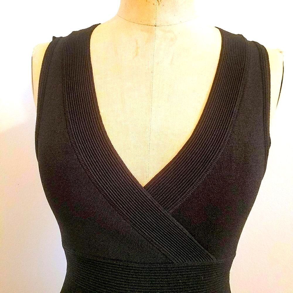 Ann Taylor Black Dress XSP Knit V-neckline